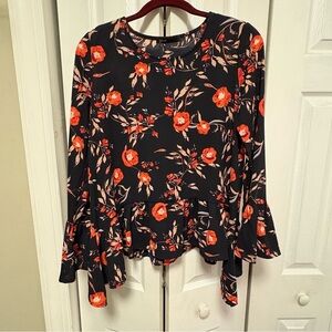 Gibson Black and Red Floral Blouse
